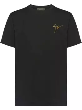 Giuseppe Zanotti футболка с вышитым логотипом, черный