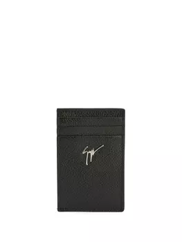 Giuseppe Zanotti картхолдер Albert из зернистой кожи, черный