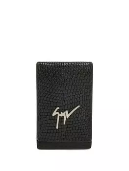 Giuseppe Zanotti картхолдер Albert с тиснением под змеиную кожу, черный