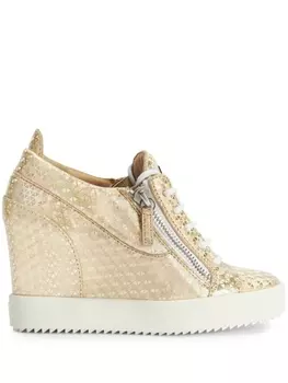Giuseppe Zanotti кроссовки на танкетке с эффектом металлик, золотистый