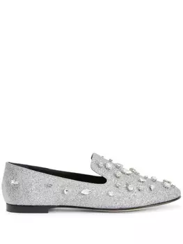 Giuseppe Zanotti лоферы Dalila Bijoux с блестками, серебряный