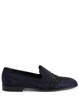 Giuseppe Zanotti лоферы Marthinique с кристаллами, синий