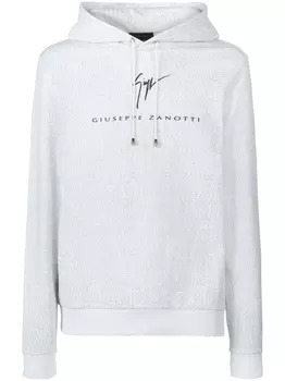 Giuseppe Zanotti logo-print cotton hoodie, белый
