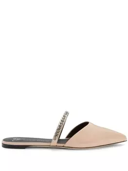 Giuseppe Zanotti мюли Laurette с цепочкой, нейтральный цвет