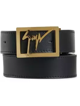 Giuseppe Zanotti ремень с пряжкой-логотипом, черный