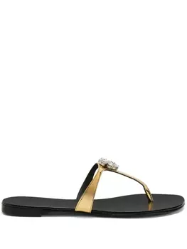 Giuseppe Zanotti сандалии Brionne с кристаллами, золотистый