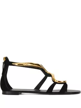 Giuseppe Zanotti сандалии Venere на плоской подошве, черный