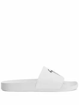 Giuseppe Zanotti шлепанцы Brett с логотипом, белый