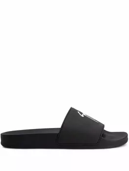 Giuseppe Zanotti шлепанцы Brett с логотипом, черный