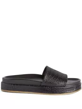 Giuseppe Zanotti шлепанцы GZ-Indi с тиснением под кожу крокодила, черный