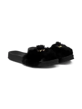 Giuseppe Zanotti шлепанцы Neil Jr. с искусственным мехом, черный