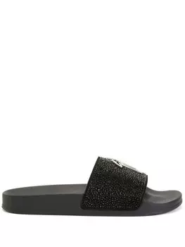 Giuseppe Zanotti шлепанцы со стразами, черный
