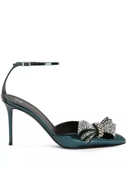 Giuseppe Zanotti туфли Mahrtina 90 с кристаллами, зеленый