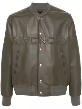 Givenchy бомбер с тисненым логотипом, зеленый