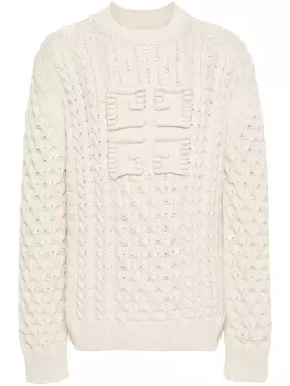 Givenchy джемпер фактурной вязки с логотипом 4G, нейтральный цвет