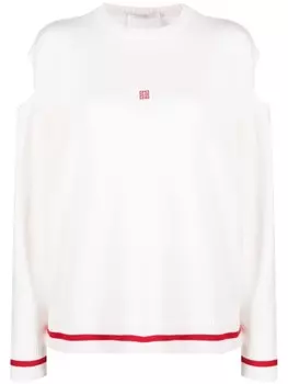 Givenchy джемпер с вырезами и логотипом, белый