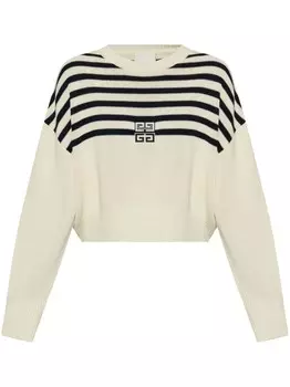 Givenchy джемпер в полоску с вышивкой 4G, белый