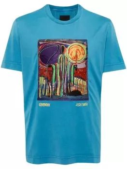 Givenchy футболка с графичным принтом из коллаборации с Josh Smith, синий