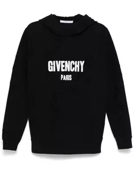 Givenchy худи с эффектом потертости и логотипом, черный