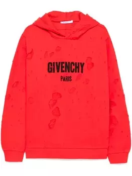 Givenchy худи с эффектом потертости, красный