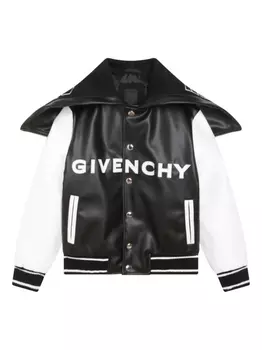 Givenchy Kids бомбер с капюшоном и нашивкой-логотипом, черный