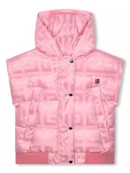 Givenchy Kids дутый жилет с логотипом 4G, розовый
