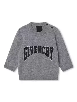 Givenchy Kids джемпер из смесовой шерсти с вышитым логотипом, серый