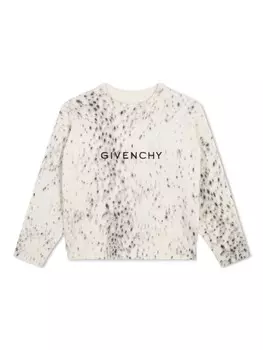 Givenchy Kids джемпер с вышитым логотипом и анималистичным принтом, нейтральный цвет