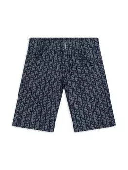 Givenchy Kids джинсовые шорты с принтом логотипа по всей поверхности, синий