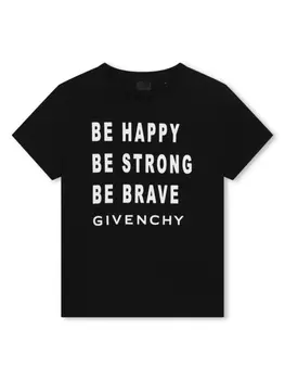 Givenchy Kids футболка из органического хлопка с надписью, черный