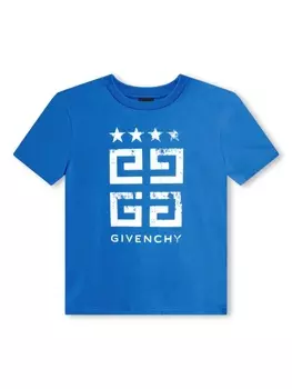 Givenchy Kids футболка из органического хлопка с принтом 4G, синий