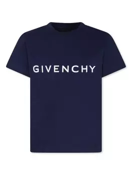 Givenchy Kids футболка из органического хлопка с логотипом, синий