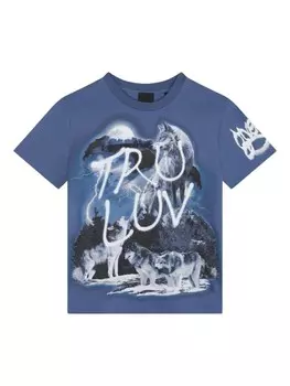 Givenchy Kids футболка с эффектом распыления краски, синий