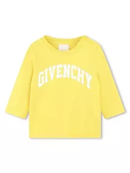 Givenchy Kids футболка с длинными рукавами и принтом логотипа, желтый