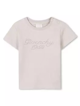 Givenchy Kids футболка с вышитым логотипом, нейтральный цвет