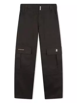 Givenchy Kids габардиновые брюки карго с логотипом 4G, черный