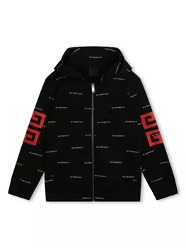 Givenchy Kids худи на молнии с логотипом, черный