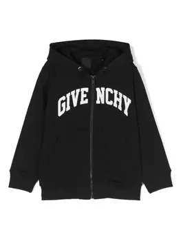 Givenchy Kids худи на молнии с логотипом, черный