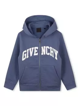Givenchy Kids худи на молнии с логотипом, синий