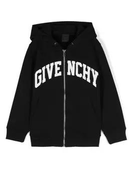 Givenchy Kids худи на молнии с логотипом, черный