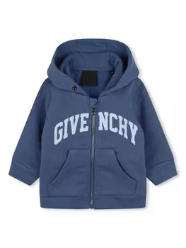 Givenchy Kids худи на молнии с логотипом, синий