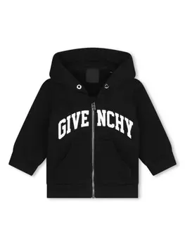 Givenchy Kids худи на молнии с логотипом, черный