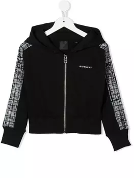 Givenchy Kids худи на молнии с вышитым логотипом, черный