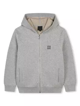 Givenchy Kids худи на молнии с вышитым логотипом, серый