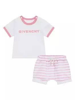 Givenchy Kids комплект из топа и шортов с логотипом, розовый