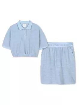 Givenchy Kids комплект из топа и юбки с логотипом 4G, синий