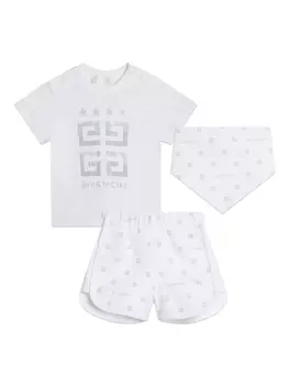 Givenchy Kids комплект из трех предеметов с логотипом 4G, белый