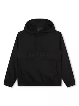 Givenchy Kids куртка с капюшоном и вышитым логотипом, черный