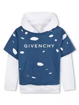 Givenchy Kids многослойное худи с вырезами, синий
