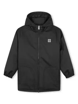 Givenchy Kids пальто с капюшоном и вышитым логотипом, черный